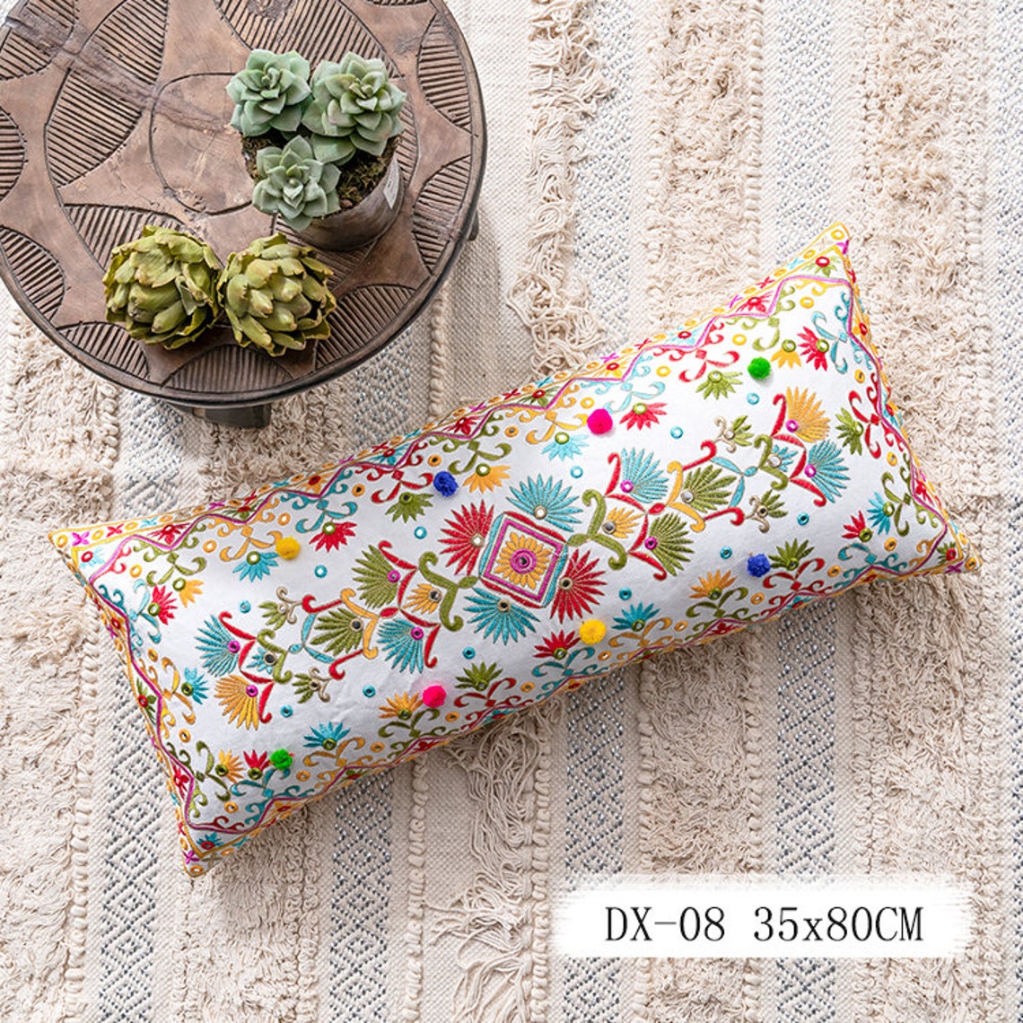 Boho Lumbar Throw Pillow Cover Texturé Coussin Lombaire Tissé Etsy