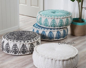 Handmade Floor Pouf Ottoman Floor Pillow Cover Boho Bean Bag Meditation Cushion Christmas Decor Garden Decor - COVER ONLY