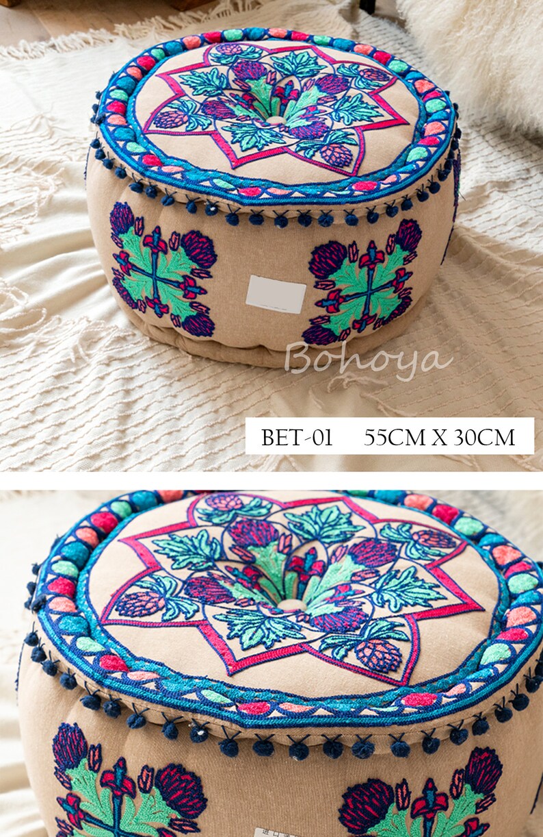 Ottoman pouf Indian Embroidery Handmade pouf Personalised Gift Footstool stool Ottoman Floor pouf Decorative Storage ottoman