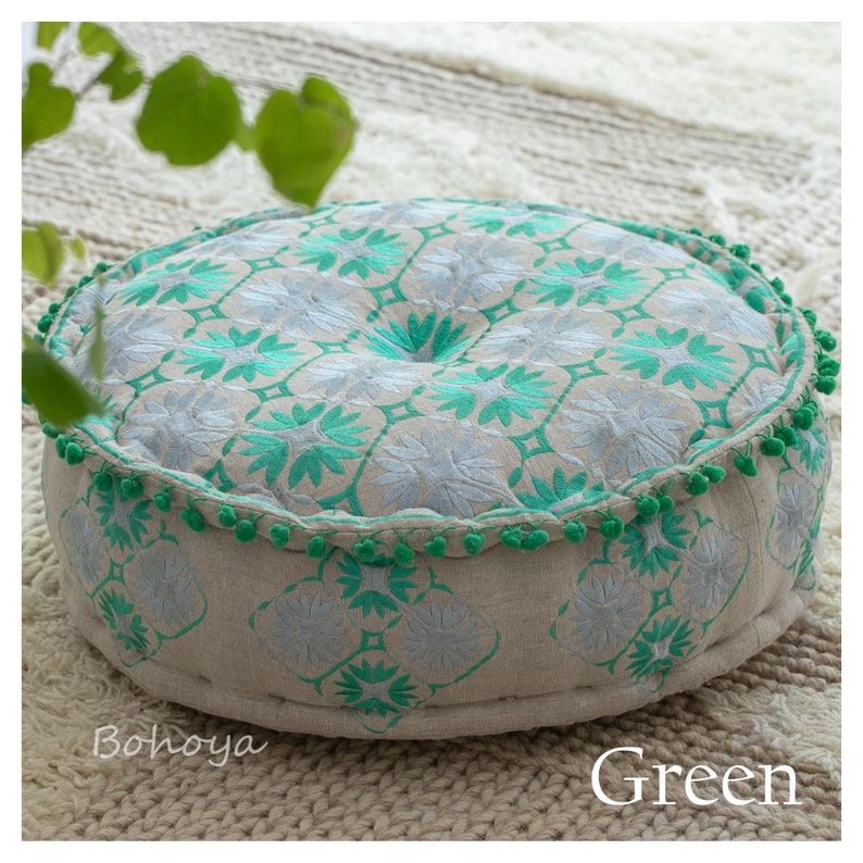 Bohemian Ottoman Floor Pillow Cover Embroidered Floor Pouf Etsy