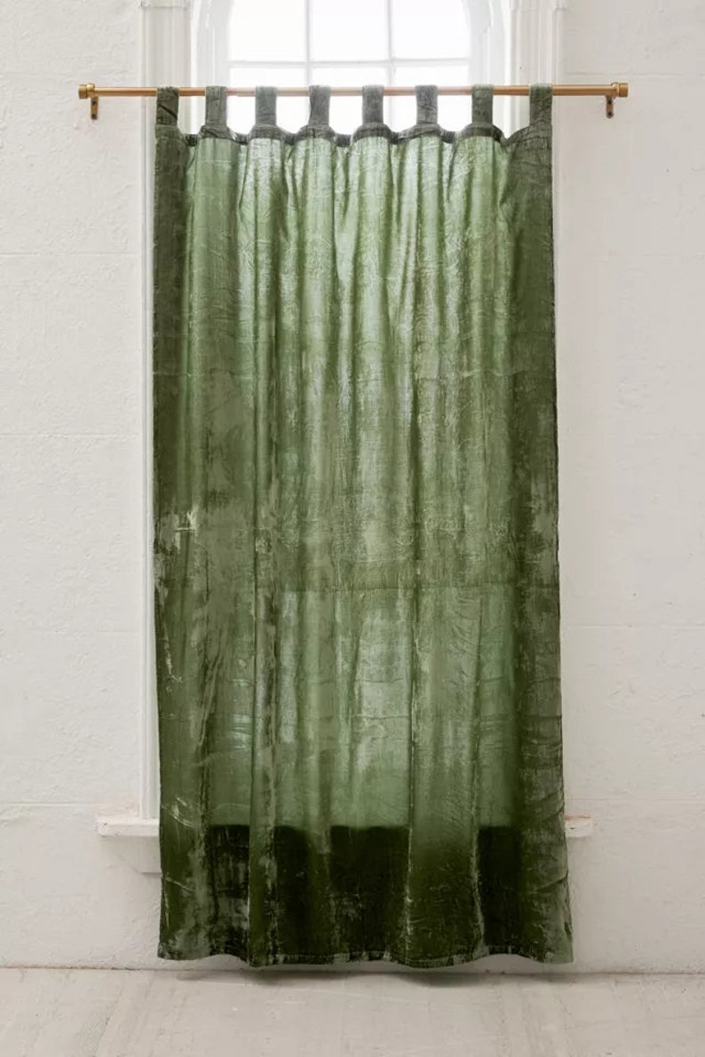 Sage Green Velvet Curtains Luxe Velvet Curtain Custom Window Etsy