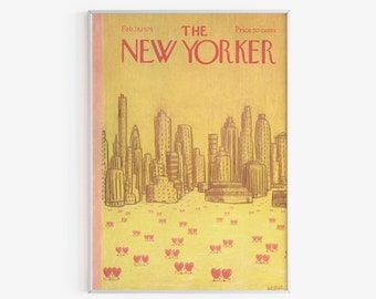 New Yorker Magazine Poster - Feb 1974, Valentine's Day , New Yorker Magazine Cover, The New Yorker, Digital Download, Love Poster