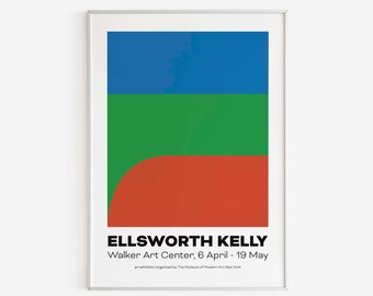 Ellsworth Kelly -  Kelly Wall Art, Geometric Abstract Painting, Minimalist Exhibition Poster, Printable Digital Download, Red, Green, Blue