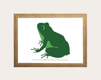 Enzo Mari  - La Rana Green Frog Poster, 1967  Mid-Century Modern Wall Art, La Mela, Gift Idea, Digital Download