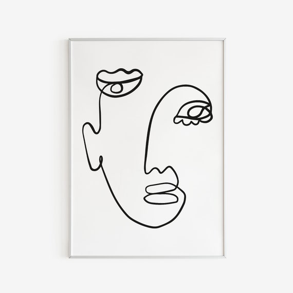 Beauty Abstract woman face. Minimalist line drawing art. Continuous line.  Editable line. Stock Vector | Adobe Stock