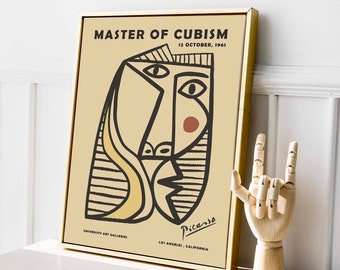 Picasso - Master of Cubism, Abstract Face Framed Print, Pablo Picasso Print, Instant Digital Download