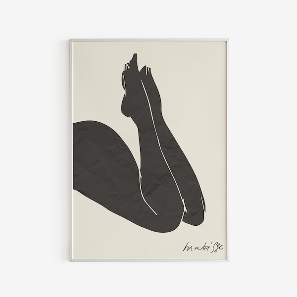 Matisse - Woman Leg Art Print, Papiers Decoupes, Abstract Wall Decor, Nude Black Woman Cutouts, Old Paper Illustration
