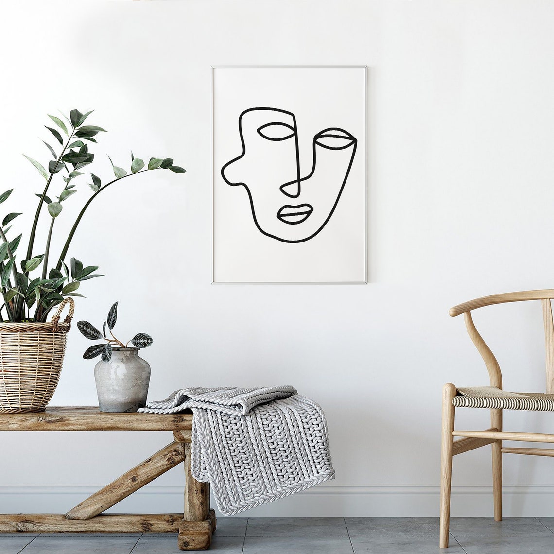 One Line Art Print Line Art Minimal Wall Art Face Line Art Etsy