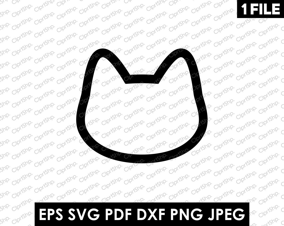 Download Cat Head Outline Clipart Cat Face Cut File Black Cat Outline Etsy