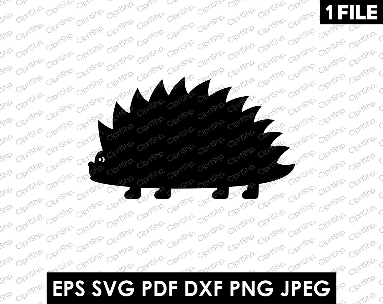 Igel Silhouette Clipart SVG schwarzer Schatten des Igels | Etsy