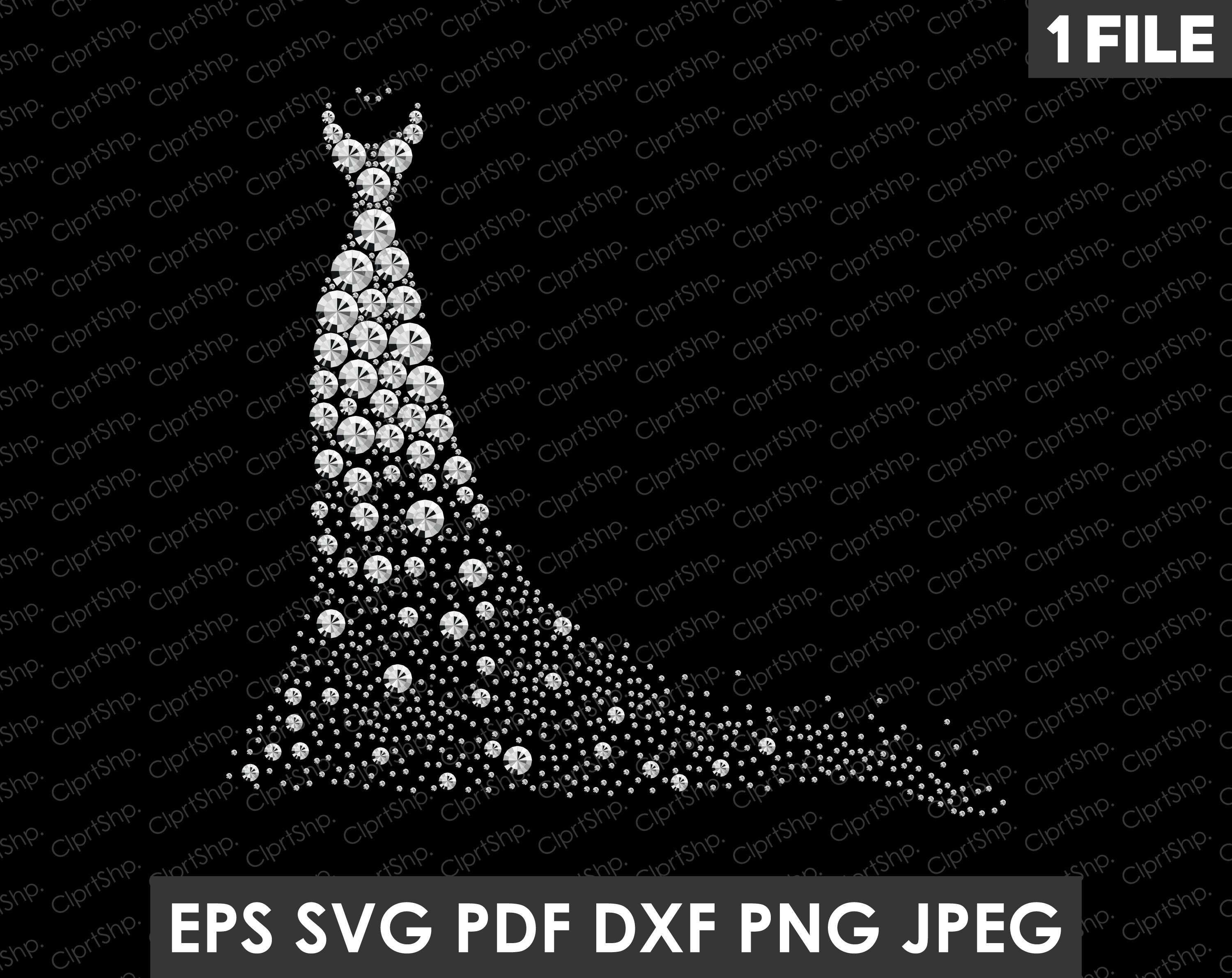 Download Diamond Wedding Dress Clipart Svg Fashion Dress Transparent Etsy