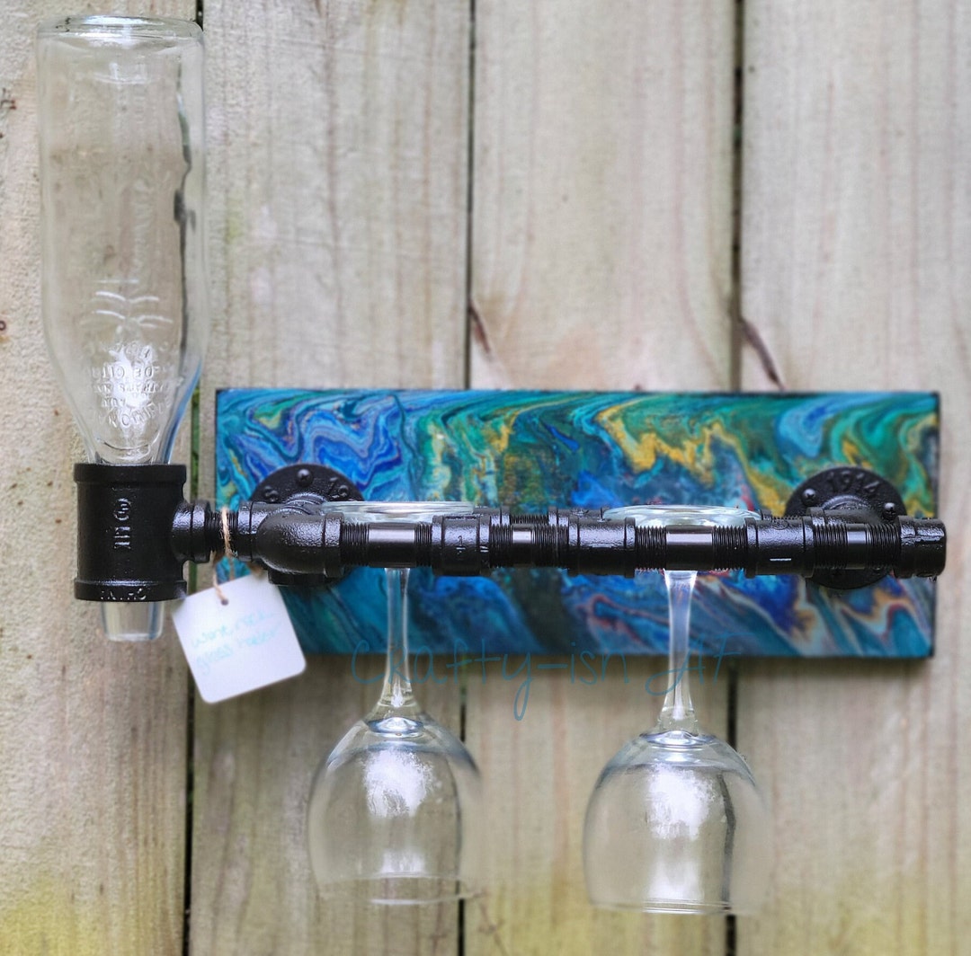 Industrial Pipe Wallmount Wine Bottle Holder Pipe Bottle Holder Wine