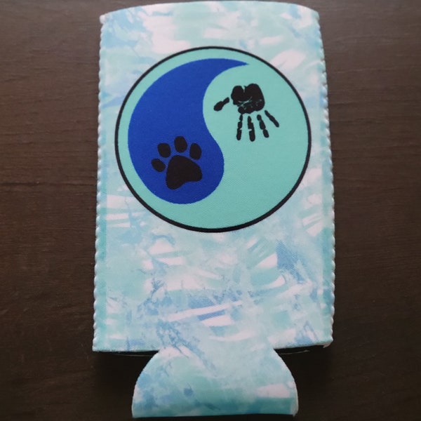 Hand Paw Yin and Yang, Slim Can Sleeves, Custom Can Coolers, Neoprene Beer Coolies, Seltzer Sleeves, Bottle Cozie, Animal Lover, Dog, Cat