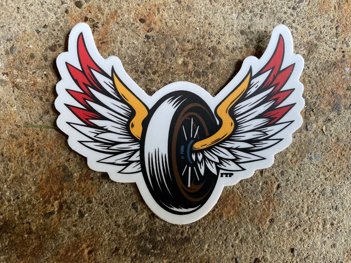 Wheel With Wings Sticker Etsy