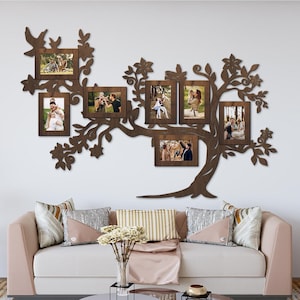 Family tree wall art wood, Family tree wall art with photos, Family tree with frames , Wooden family tree wall art,Photo frames for wall set