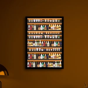 Shot glass display case led, Shot glass display case with door, Gift for drinker, Shot glass display cabinet, Shot glass holder for wall