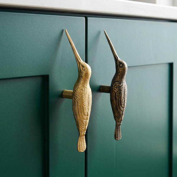 Hummingbird Cabinet Pull, Brass Bird Drawer Handle, Vintage Door Knob, Wardrobe Handle, Wine Cabinet Hardware, Bird Decor