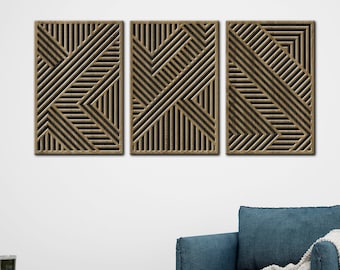 Geometric wood wall art, Geometric wood wall set, Panel wood wall art set, Modern wood wall art geometric, Geometric wood wall decor