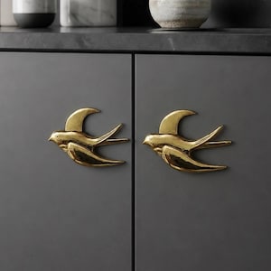 Tiradores de armario con forma de pájaro dorado, tiradores de cajón con forma de golondrina, pomos decorativos para armarios, herrajes de cocina inspirados en la naturaleza.