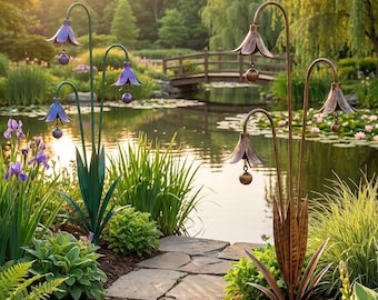 Bluebell Garden Wind Chimes, Bluebell Garden Stake, Metal Flower Wind Bells, Metal Flower Stake, Wind Chimes Garden Decor