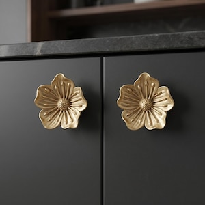 Pomello per mobile a forma di fiore color oro, maniglia per cassetto floreale, pomello decorativo per comò, ferramenta per mobili da cucina, pomello per mobili a forma di fiore, maniglia per mobile color oro