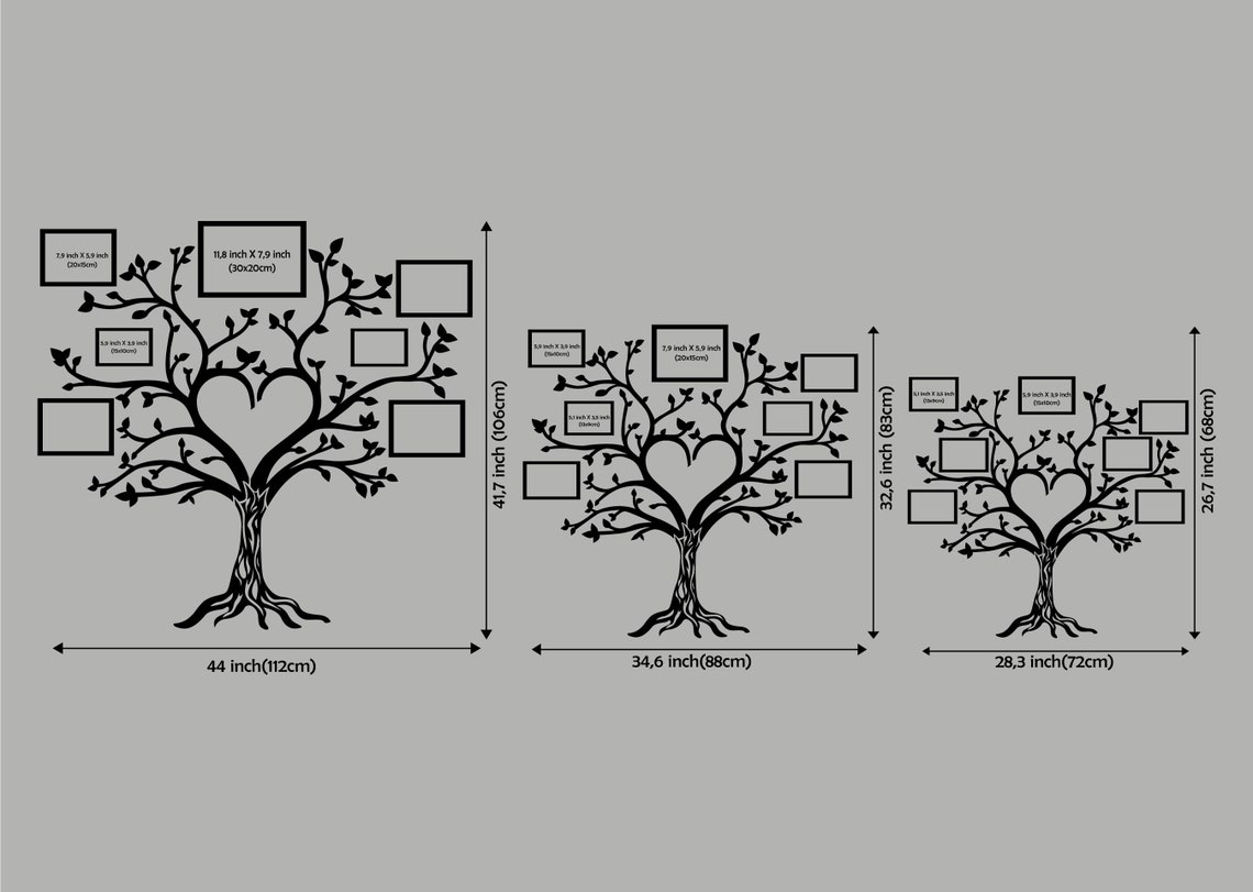 Family Tree Wall Art With Hearts Family Tree Wall Decor With Etsy