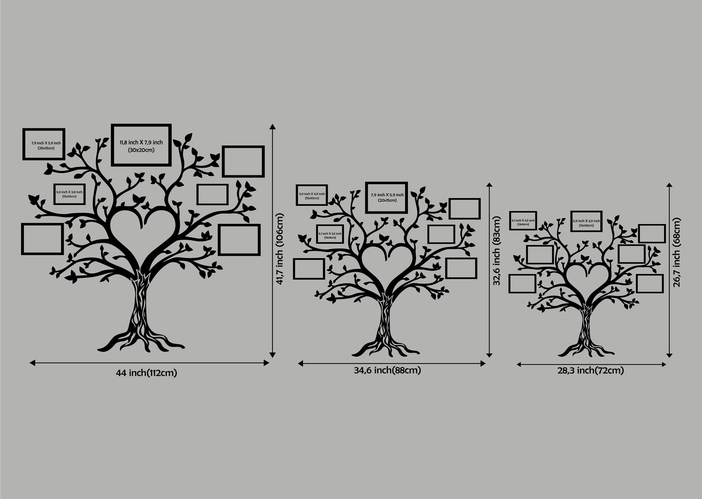 Family Tree Wall Art With Hearts Family Tree Wall Decor With Etsy