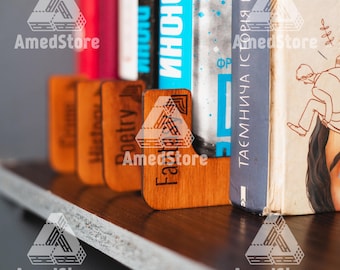 Book genre dividers, Book shelf dividers, Book organization, Wooden dividers, Vinyl record divider, Genre separators, Movie divider