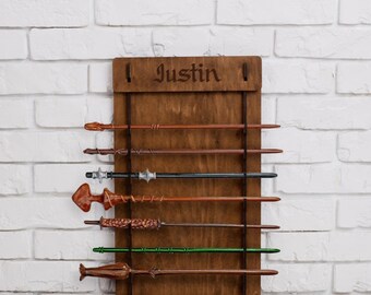 Toverstafhouder, displaystandaard toverstaf, houten toverstokrek, fantasiedecor, cadeau voor tovenaarsfans, houder toverstaf