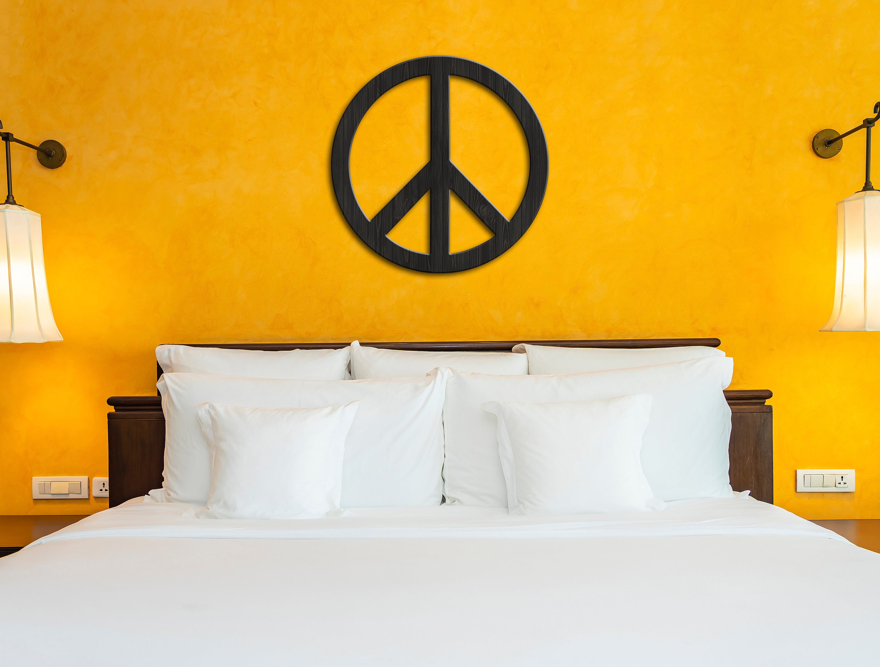 Peace sign wall artWooden peace signPeace and love | Etsy