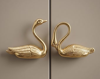 Svanhandtag för skåp, fågelformad knopp, dekorativ lådhandtag, lyxig möbelknopp, fågelformad skåpbeslag, elegant heminredning