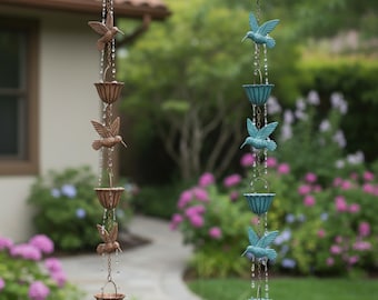 Hummingbird rain chain, Bird rain chain, Rain chain garden, Metal rain chain, Outdoor rain chain, Hanging rain chain, Water chain catchers