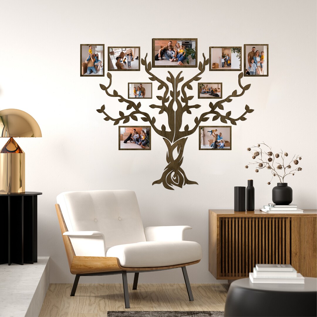 Family Tree Photo Wall Decor Wooden Family Tree Wall Art Etsy