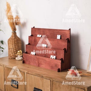 Porta-cartões de madeira, Porta-cartões, Suporte para cartões, Expositor para feiras de artesanato, Expositor de produtos para mesa, Expositor de mercado