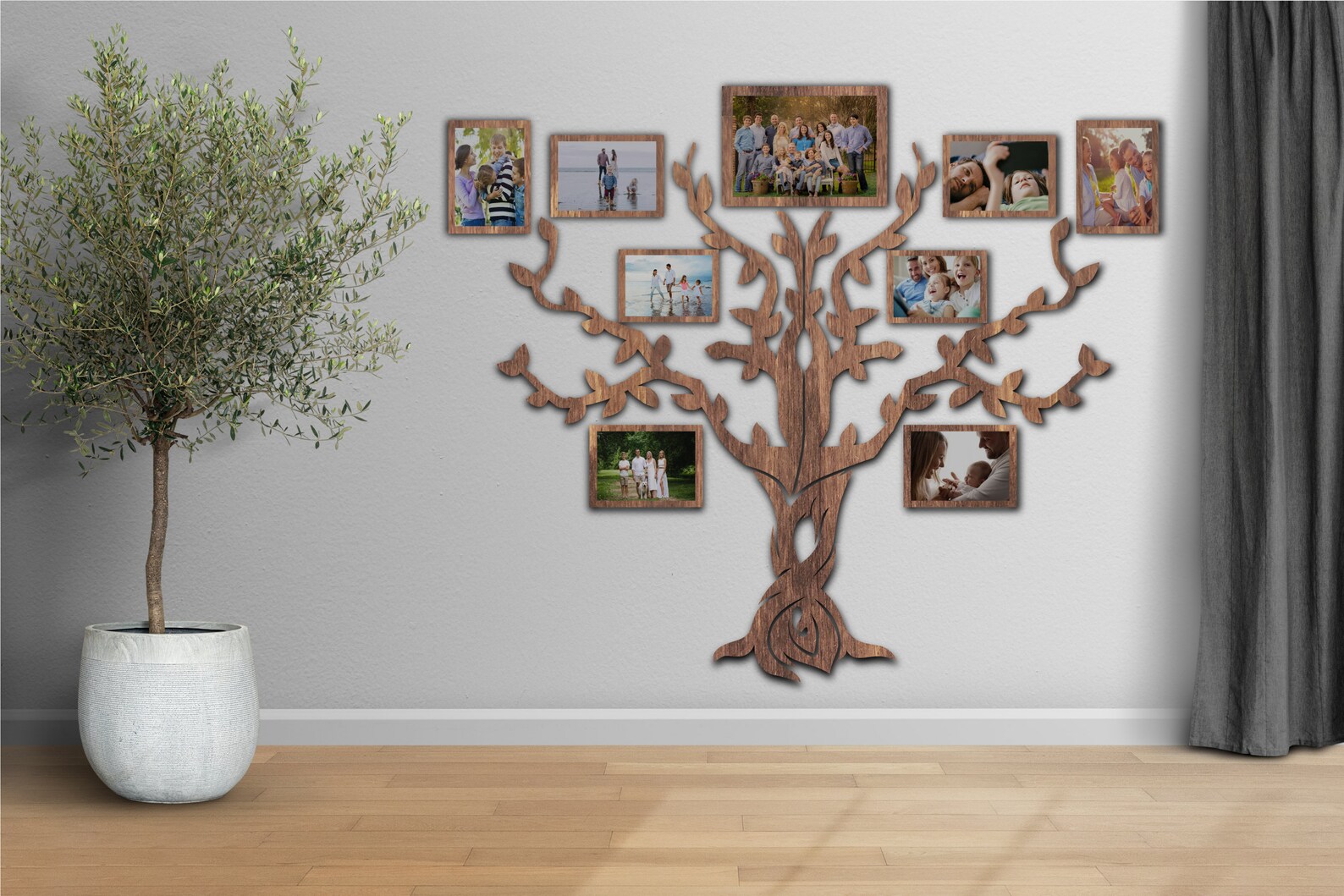 Family Tree Wall Decor With Frames Family Tree With Photos Etsy