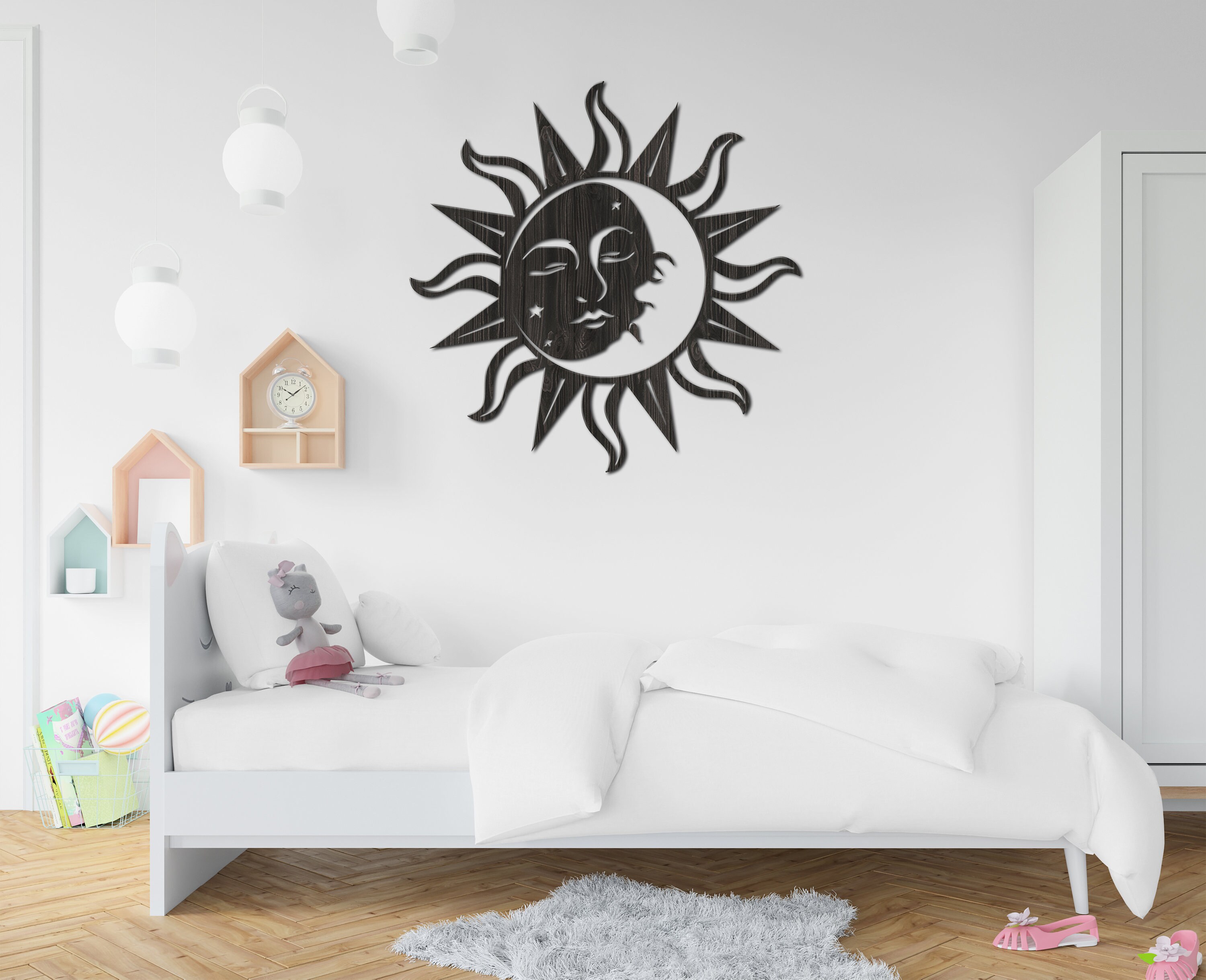 Sun and Moon Wood Wall Art Wooden Sun and Moon Wood Sun Wall - Etsy