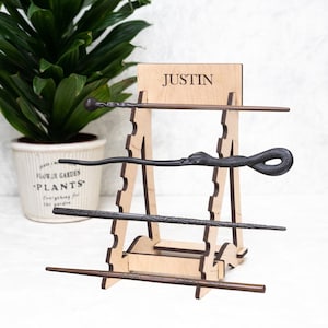 Custom wizard wand stand, Wizard wand holder, Magic wand holder, Wand display stand, Wand rack, Wand shelves, Wood wand storage