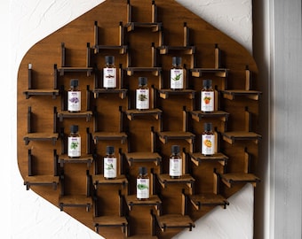 Wood essential oil shelves, Hexagon oil shelf, Essential oils rack, Essential oil display shelf, Essential oil stand, Essential oil holder