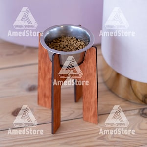 Holz Hundenapf einfach, Holz Hundenapfhalter, Erhöhter Hundenapf, Erhöhter Hundenapf, Hundenapfständer mit Schalen, Hundefutterständer