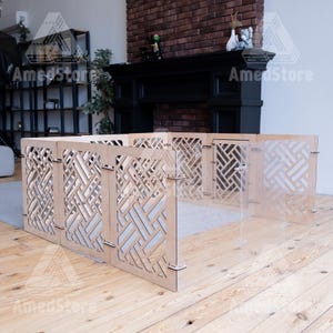 Parque para perros de interior, Parque transparente, Valla de madera para mascotas, Puerta transparente para perros, Parque grande, Parque para cachorros, Barrera para perros, Jaula para cachorros, Jaula de madera para mascotas