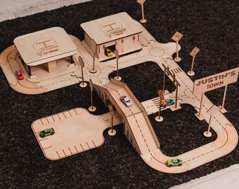 Wooden road track, Toy car track, Wooden toy car storage, Wooden toy car garage, Toy car parking garage, Race track, Car display shelf