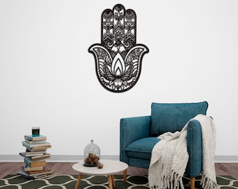 Láser de madera Hamsa, decoración de mano Hamsa, arte de pared Hamsa, madera Hamsa, madera de mano Hamsa, arte de pared grande Hamsa, arte de pared Hamsa