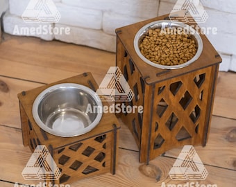 Wooden dog bowl stand, Dog bowl stand single, Dog raised feeder, Cat dog food bowl, Elevated dog bowl, Water bowl stand, Dog bowl holder