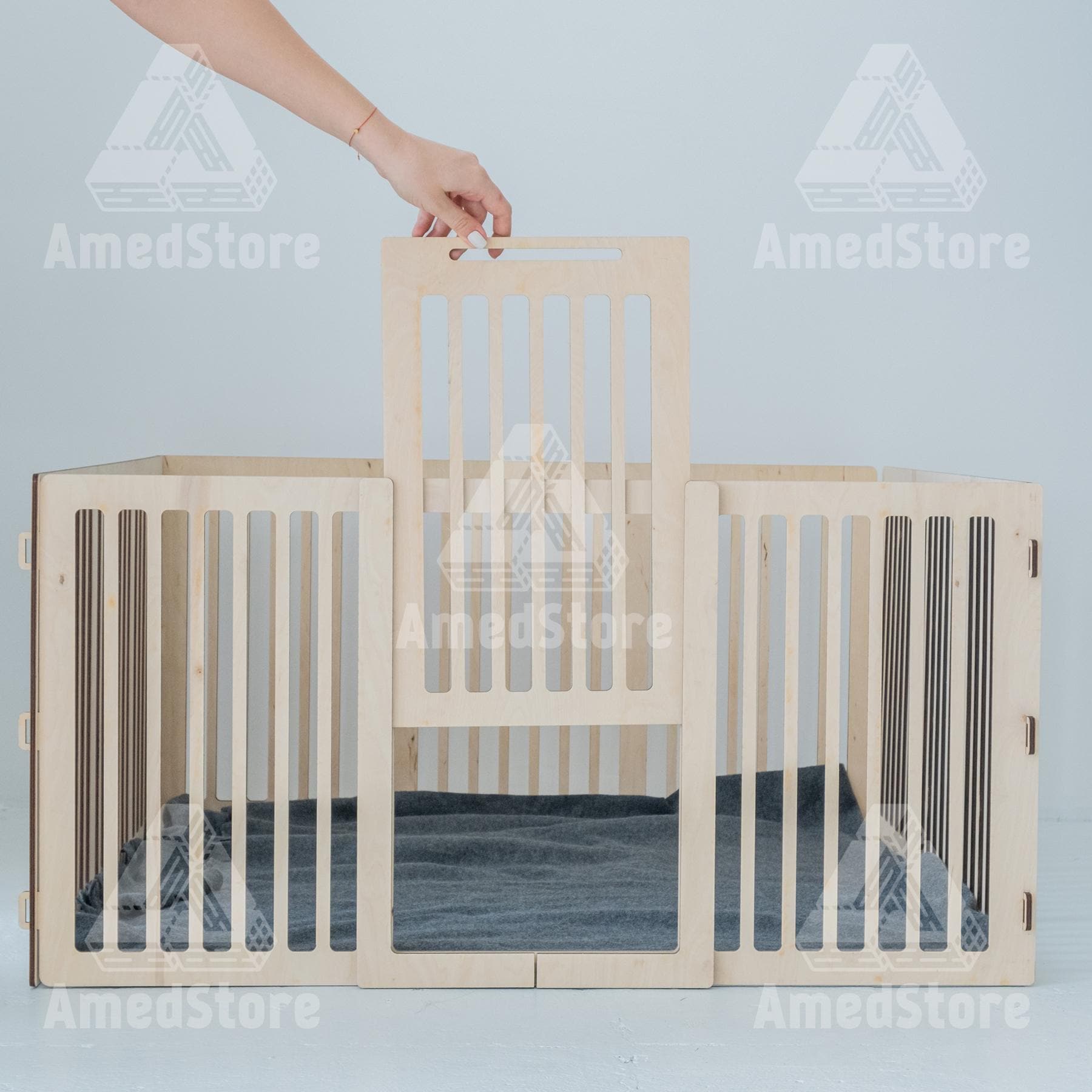 Wood dog playpen, Pet playpen, Wood dog crate, Wood dog gate, Dog barrier gate, Wood dog kennel, Pet enclosure, Pet gate free standing
