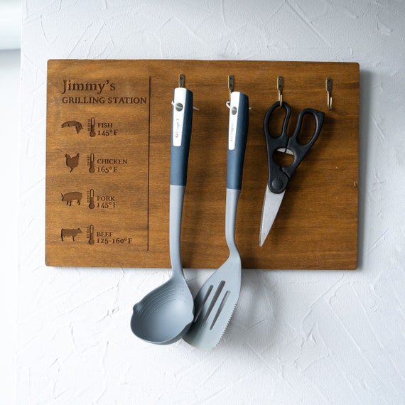 Wooden Grill Tool Holder Grill Tool Hanger Grill Tool Storage Kitchen Utensil Hanger BBQ Utensil Holder Hanging Rack for Kitchen Etsy