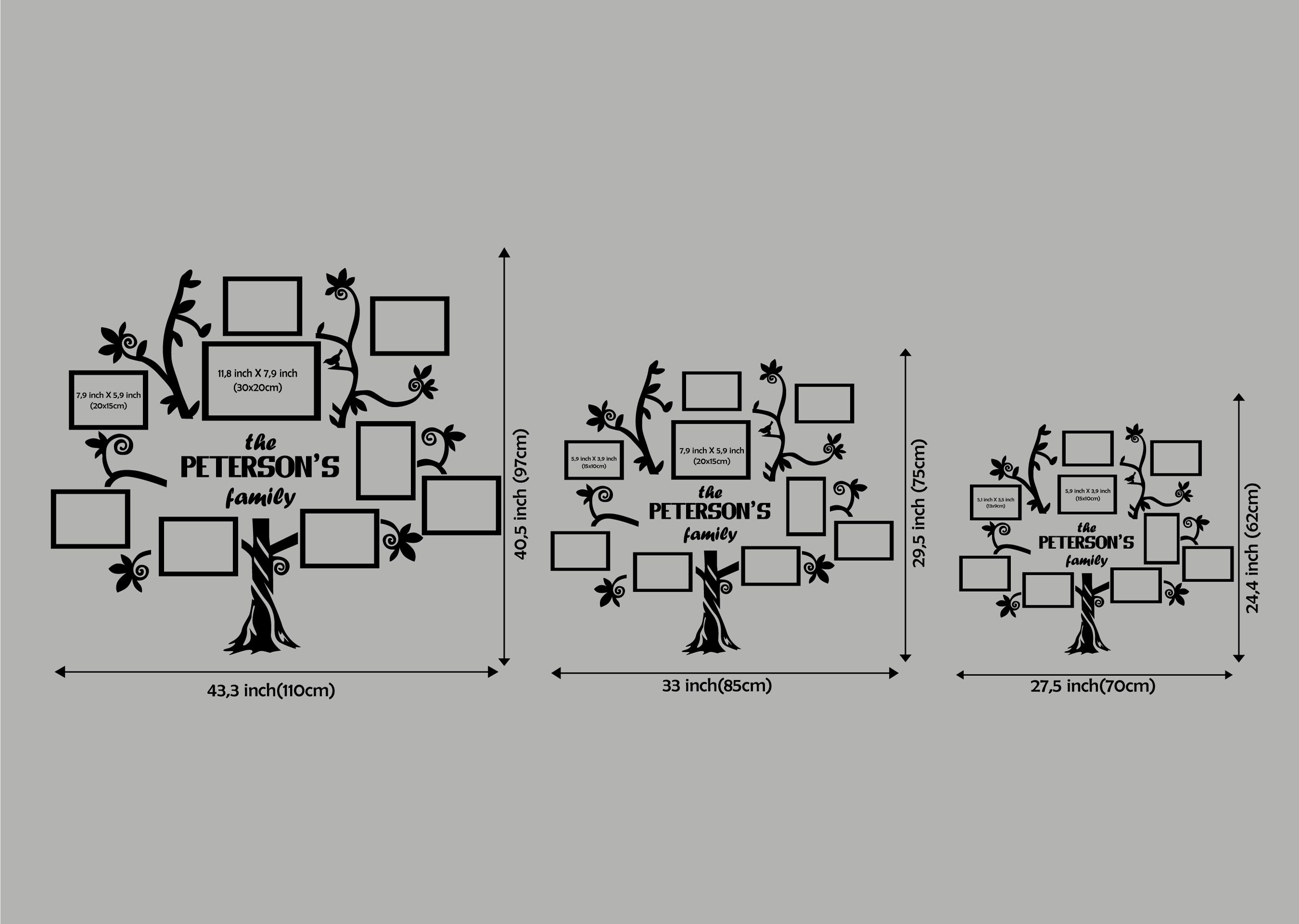 Family Tree Wall Art Wood Family Tree Wall Decor With Frames Etsy