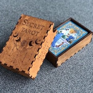 Doos voor tarotkaarten, houten tarotkist, gepersonaliseerde tarotkaartdoos, houten tarotdoos, aangepaste tarotdoos
