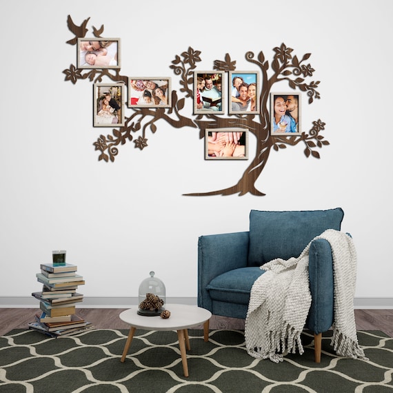 Wooden Family Tree with Frames / Family Tree Wall Art for Living