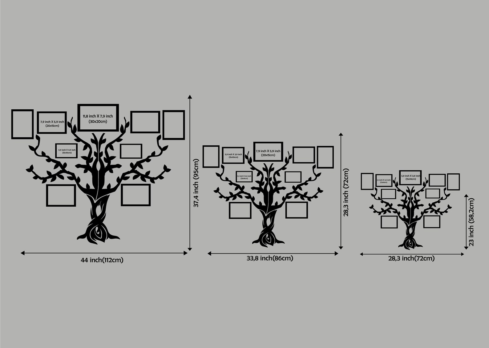 Family Tree Wall Decor With Frames Family Tree With Photos Etsy