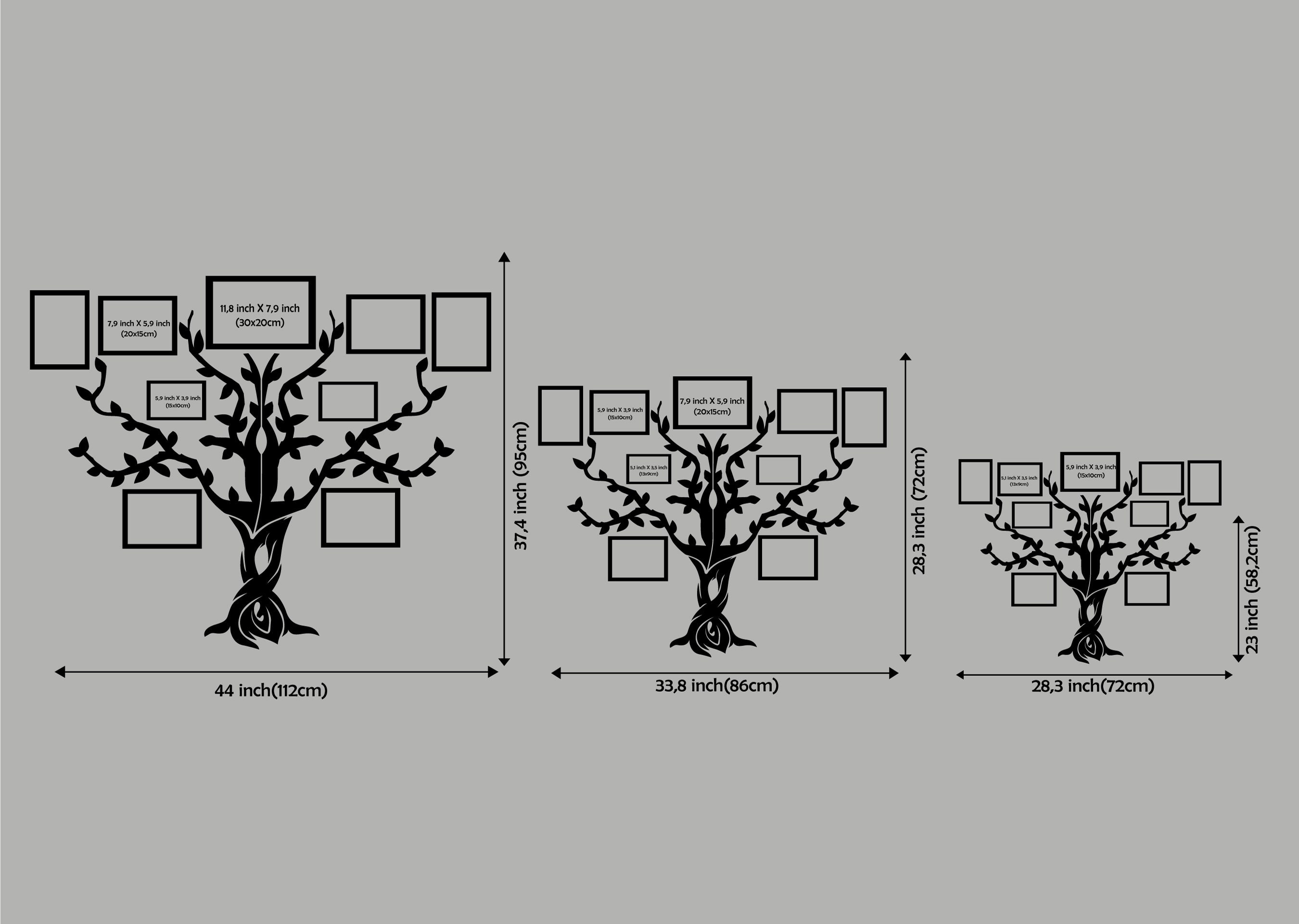 Family Tree Wall Decor With Frames Family Tree With Photos Etsy